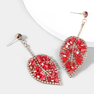 Kunmi Rhinetstone Leaf Earring