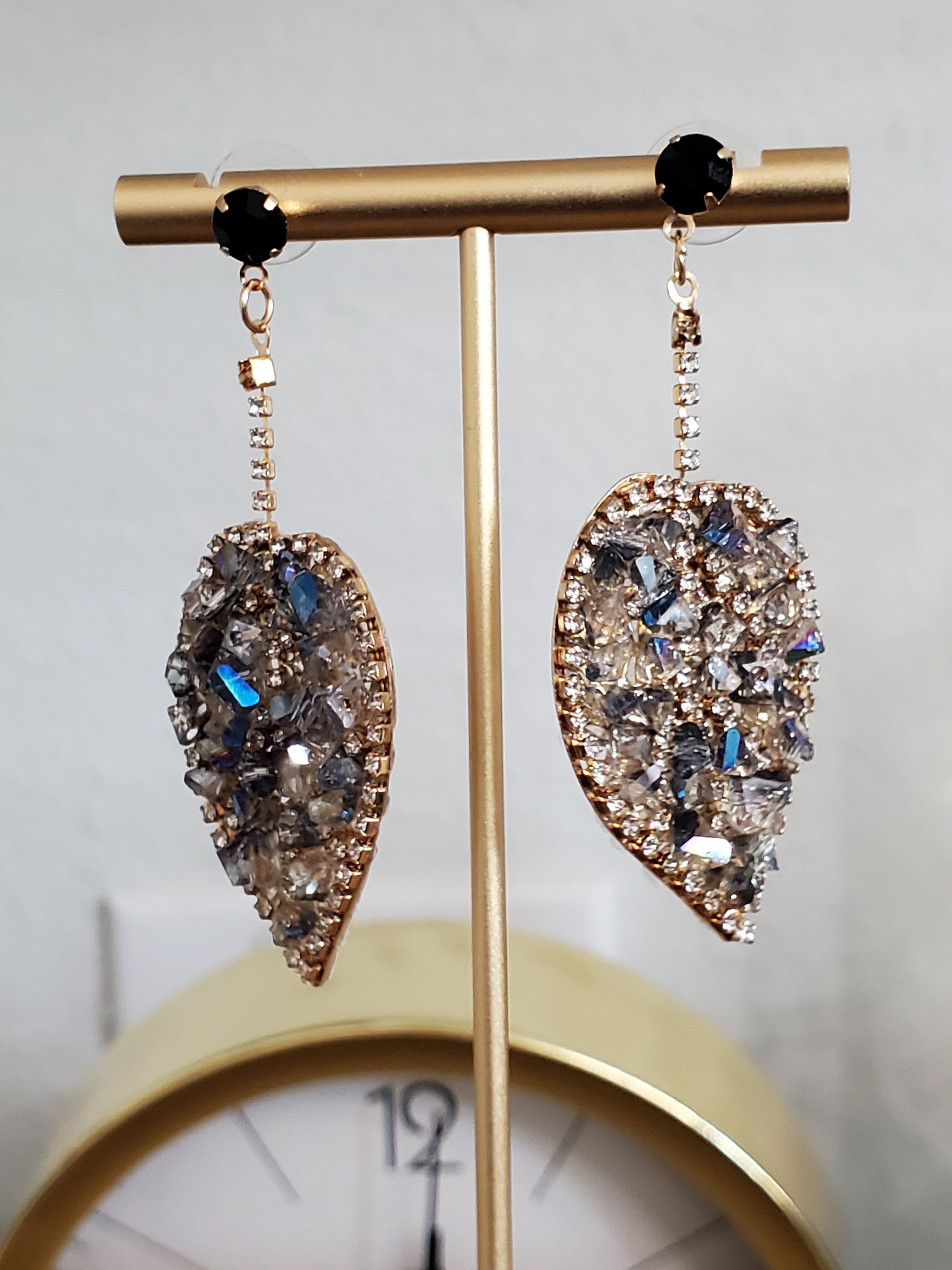 Kunmi Rhinetstone Leaf Earring