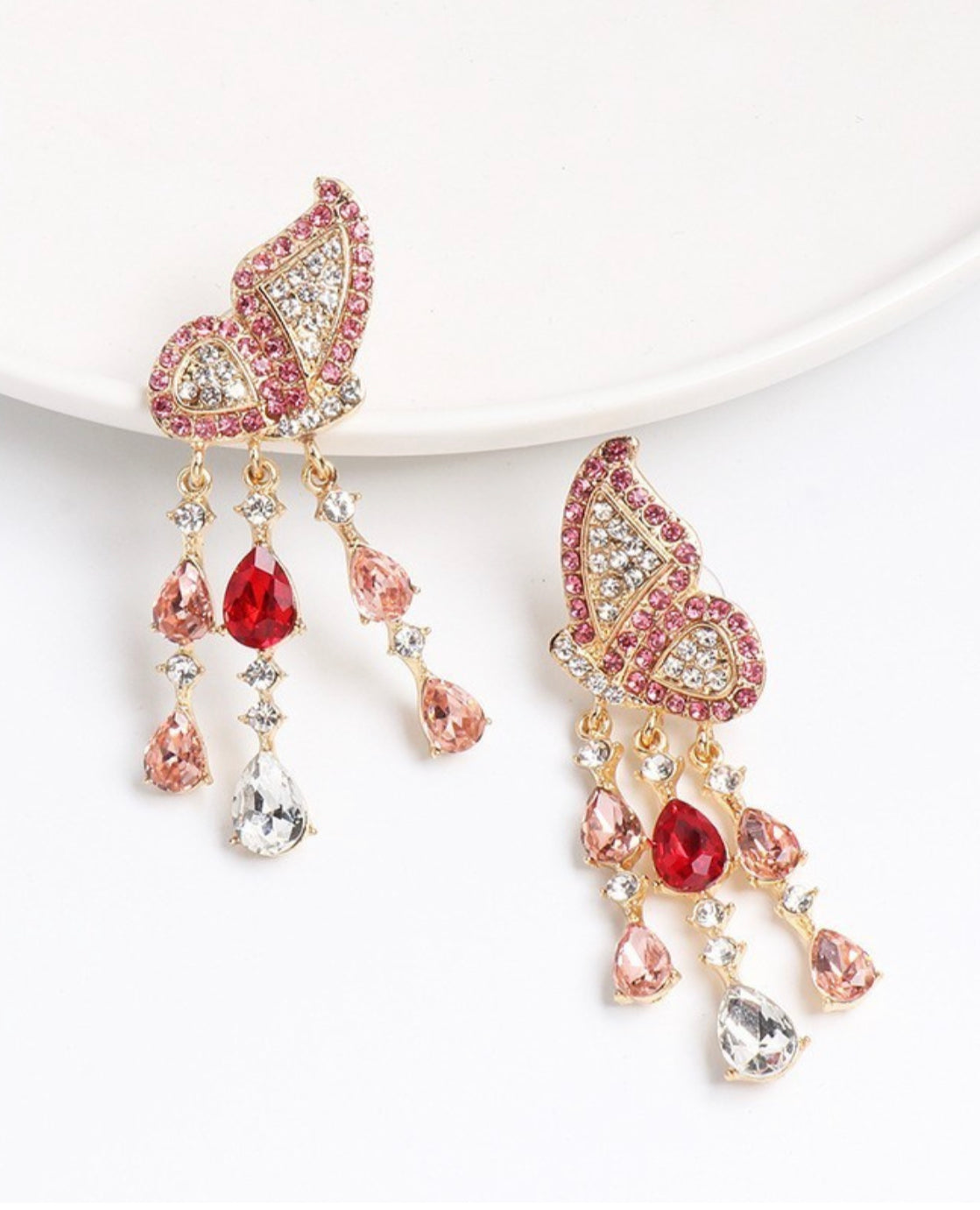 Pink Champagne Rhinestone Earrings