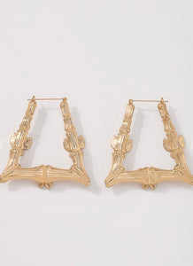 Bamboo Rectangle Hoop Earring