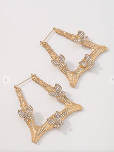 Bamboo Rectangle Hoop Earring