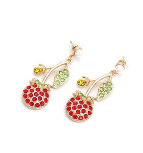 Cindy Cherry Rhinestone Earring