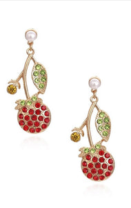 Cindy Cherry Rhinestone Earring